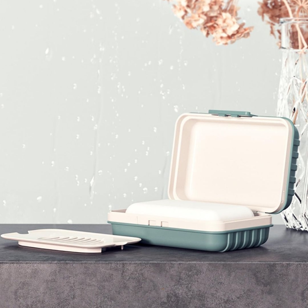 👣4/$20 Misty Blue Portable Soap Box with Lid, Soap Perfect for Travel